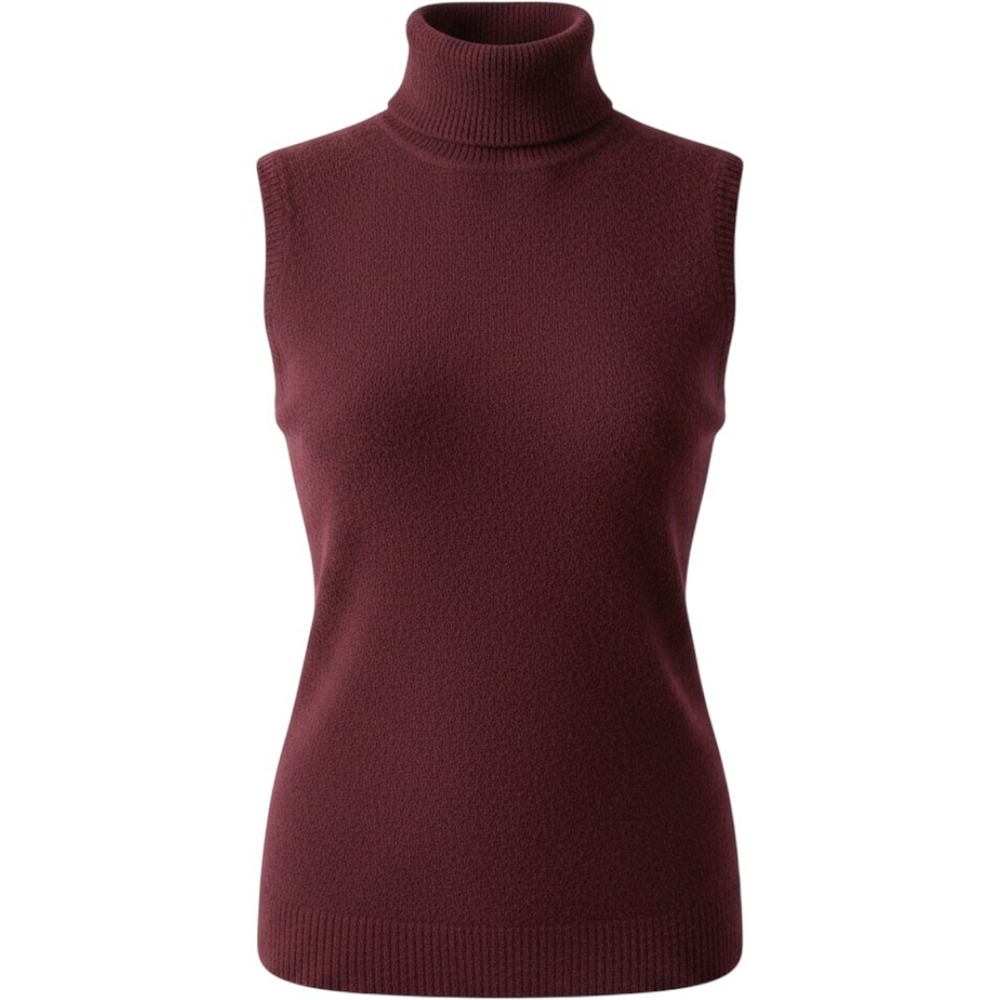 Ralph Lauren Collection Purple Label Burgundy Cashmere Sleeveless Turtleneck S